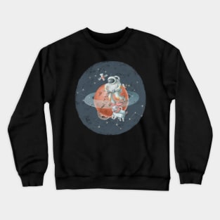 Spaceman riding scooter on Saturn Crewneck Sweatshirt